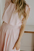 Bubble Top & Flowy Midi Skirt Set - Pink