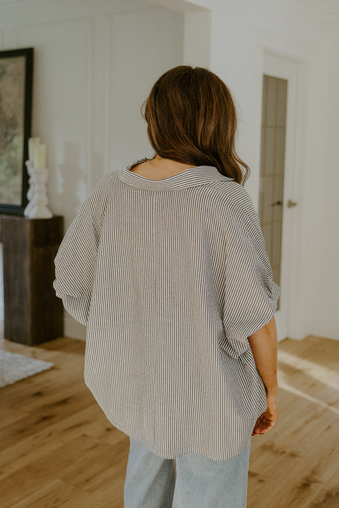 Oversized Striped Shirt - Black