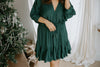 Dolman Sleeve Tie Front Dress - Green