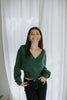 Faux Wrap Sweater - Dark Green