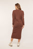 Waffle Sweater & Skirt Set - Puce