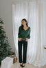 Faux Wrap Sweater - Dark Green