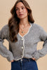 Scalloped Sweater With White Trim - Grey