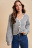Scalloped Sweater With White Trim - Grey