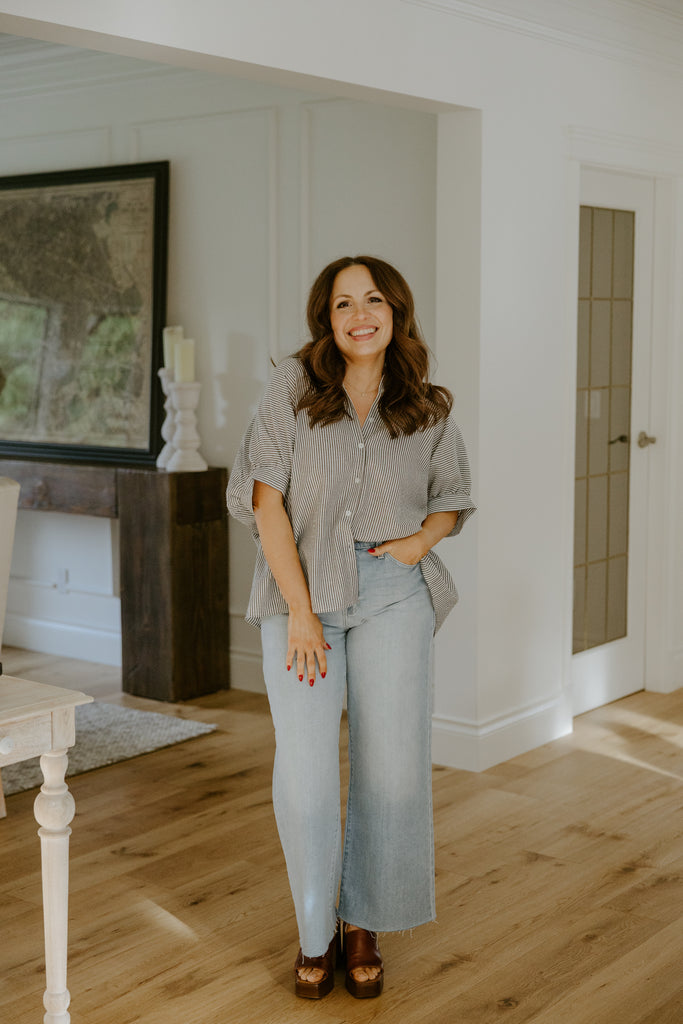 Oversized Striped Shirt - Black