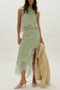 Lace Trim Two Piece Set - Sage