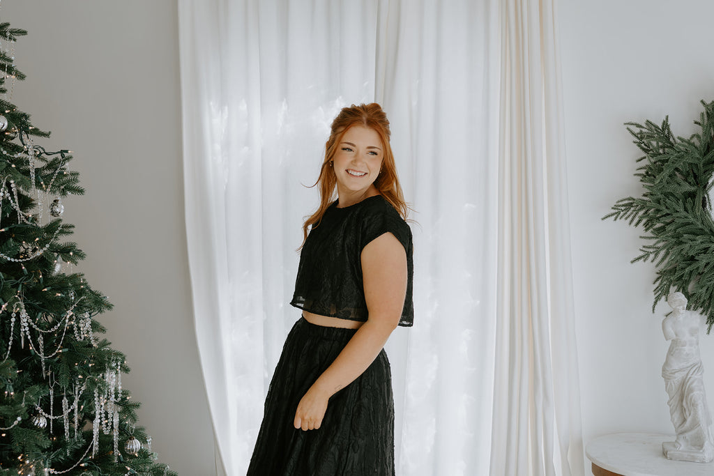 Jacquard Matching Top & Skirt Set