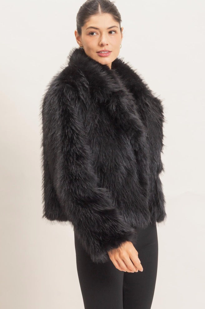 The Elevated Classic Faux Fur Jacket - Black
