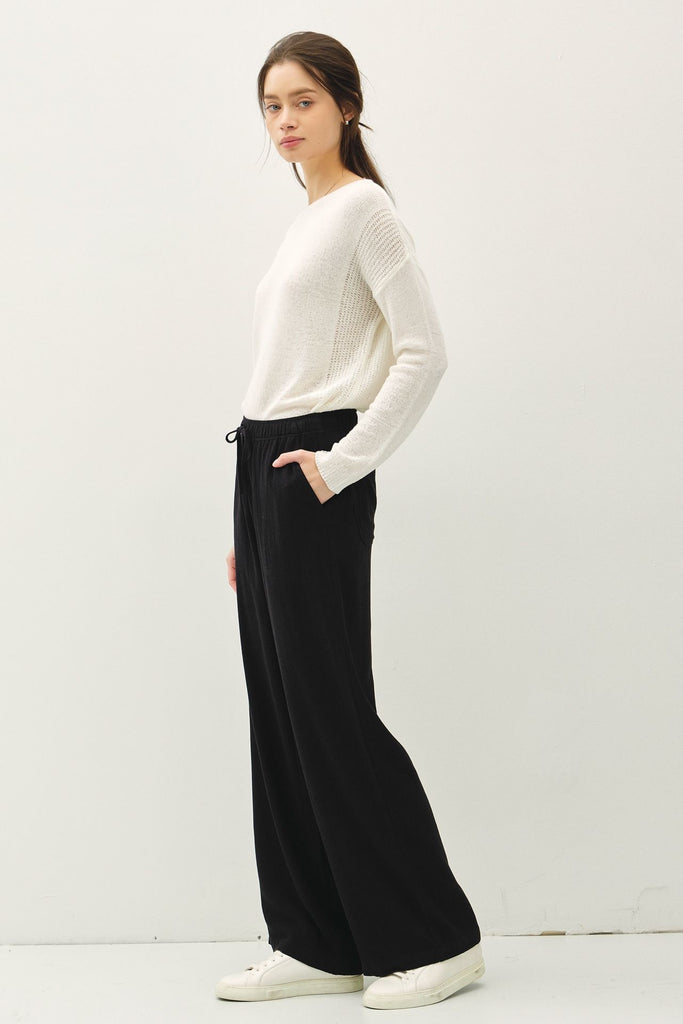 Linen Pant With Straight Leg - Black
