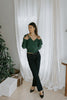 Faux Wrap Sweater - Dark Green