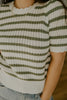 Scalloped Striped Sweater - Sage