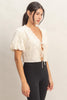 Embroidered Front Tie Shirt - Cream