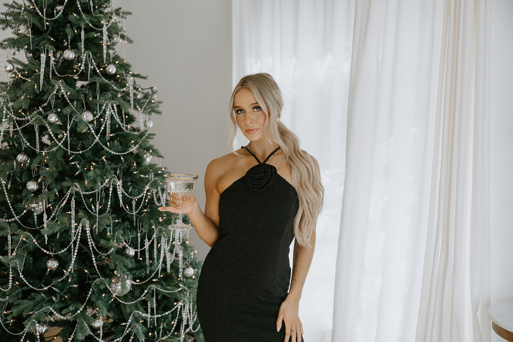 Sparkly Dress with Flower Motif