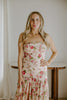 Strapless Drop Waist Floral Dress - Rose