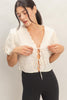 Embroidered Front Tie Shirt - Cream