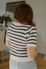 Scalloped Striped Sweater - Navy