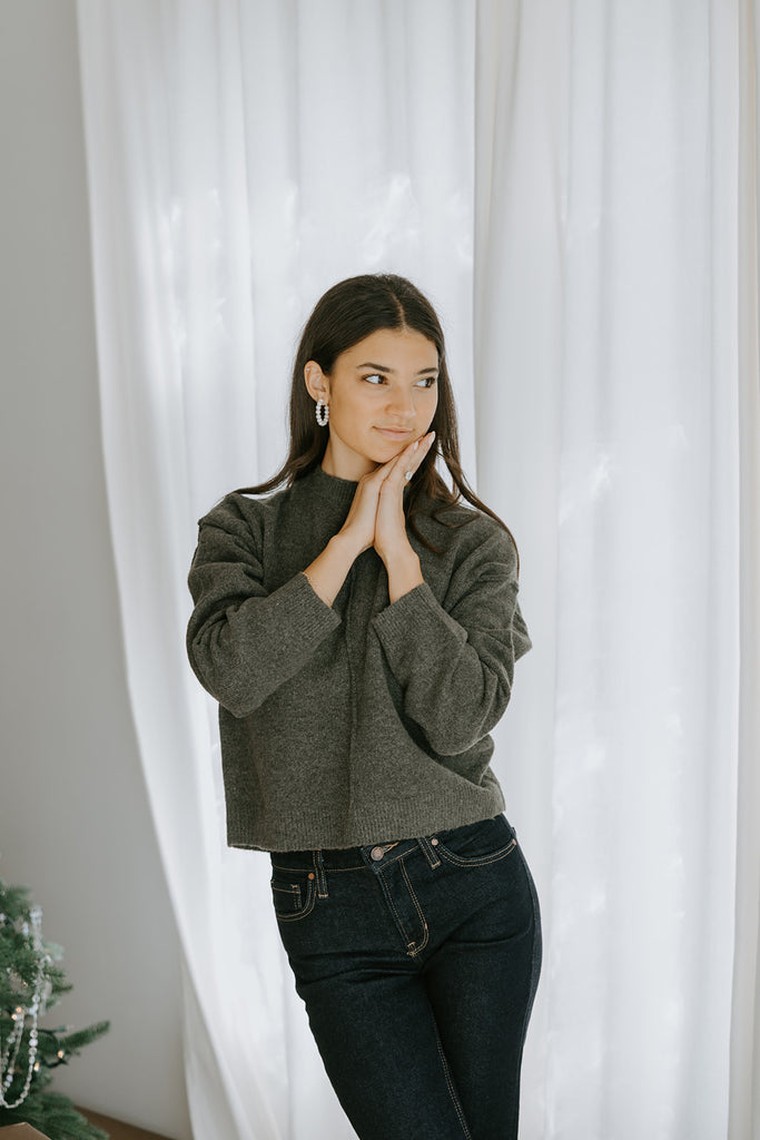 Front Seam Sweater - Olive