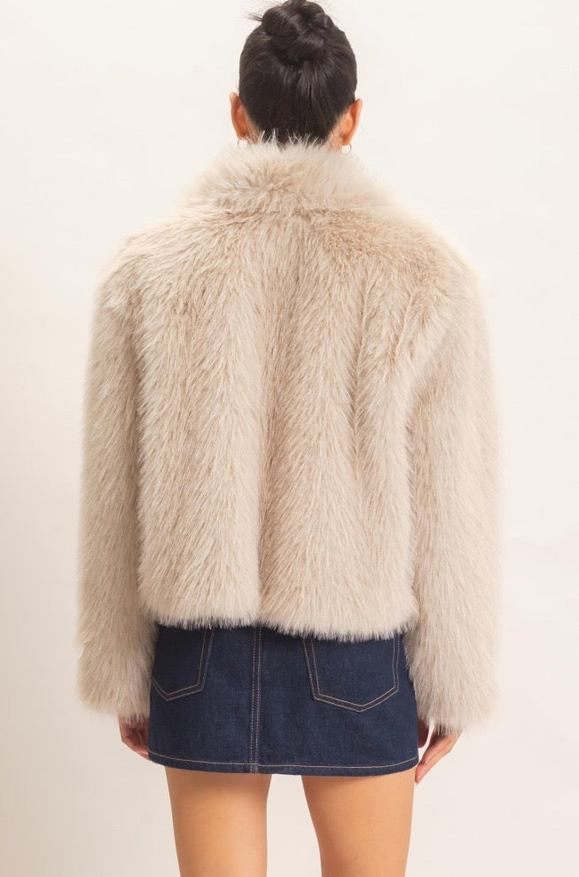 The Elevated Classic Faux Fur Jacket - Taupe
