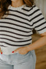 Scalloped Striped Sweater - Navy