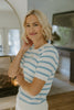 Scalloped Striped Sweater - Blue