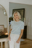 Scalloped Striped Sweater - Blue