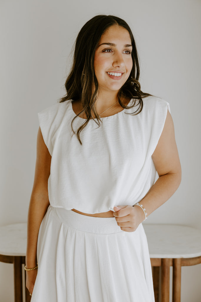 Bubble Top & Skirt Set - White