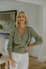 Faux Wrap Sweater - Sage