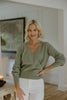 Faux Wrap Sweater - Sage