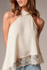 Asymmetrical Lace Halter Top - Ivory