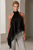 Asymmetrical Lace Halter Top - Black