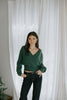 Faux Wrap Sweater - Dark Green