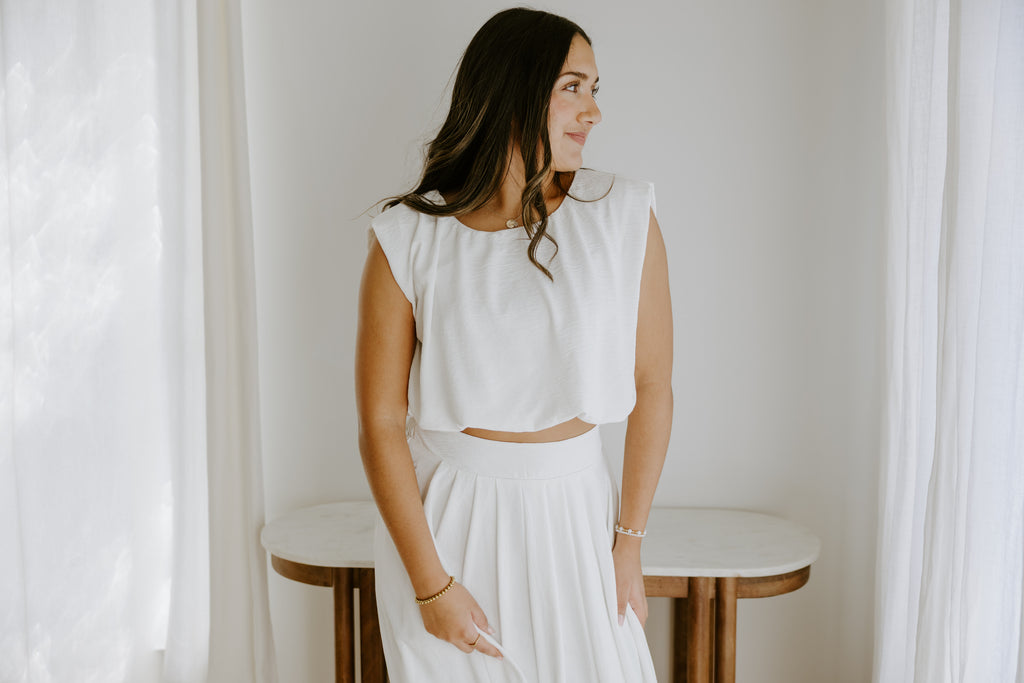 Bubble Top & Skirt Set - White