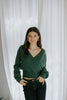 Faux Wrap Sweater - Dark Green