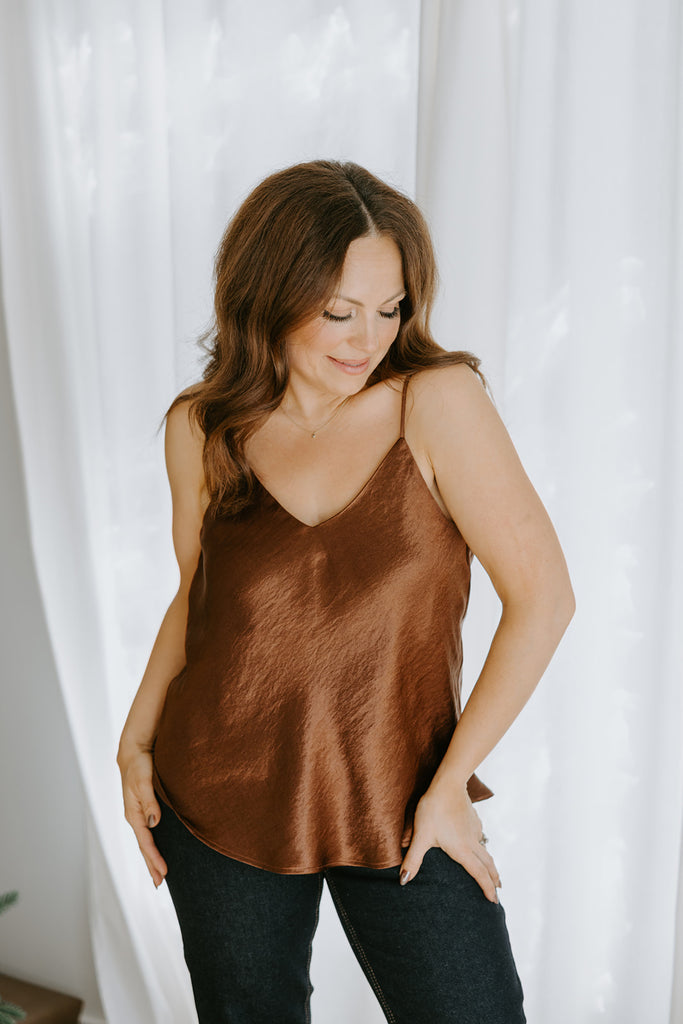 Satin Cami - Chestnut