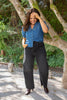 V-neck Puff Sleeve Shirt - Denim