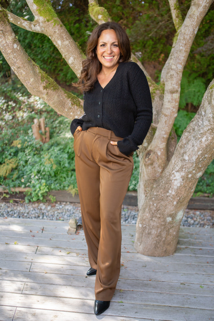 Wide Leg Dressy Pant - Brown