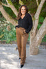 Wide Leg Dressy Pant - Brown
