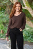 Back Bow V-Neck Sweater - Brown
