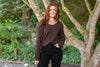 Back Bow V-Neck Sweater - Brown