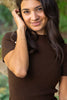 Soft Knit 3/4 Sleeve Sweater - Chocolate
