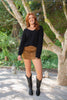 Back Bow V-Neck Sweater - Black
