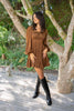 Square Neck Dress With Smocking - Copper