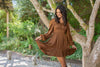Square Neck Dress With Smocking - Copper