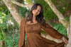 Square Neck Dress With Smocking - Copper