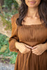 Square Neck Dress With Smocking - Copper