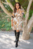 Dolman Sleeve Tie Front Print Dress