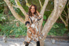 Dolman Sleeve Tie Front Print Dress