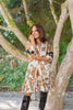 Dolman Sleeve Tie Front Print Dress