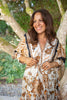 Dolman Sleeve Tie Front Print Dress