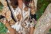 Dolman Sleeve Tie Front Print Dress